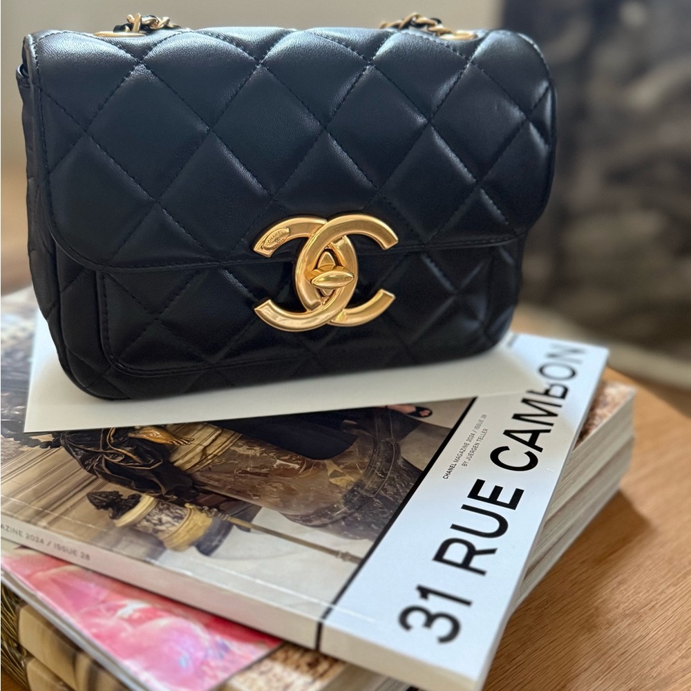 CHANEL Black Quilted Crossbody with Gold Chain (brand new) - Picture 6 of 10